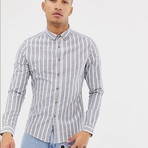NWOT ASOS Skinny Fit Shirt striped grey